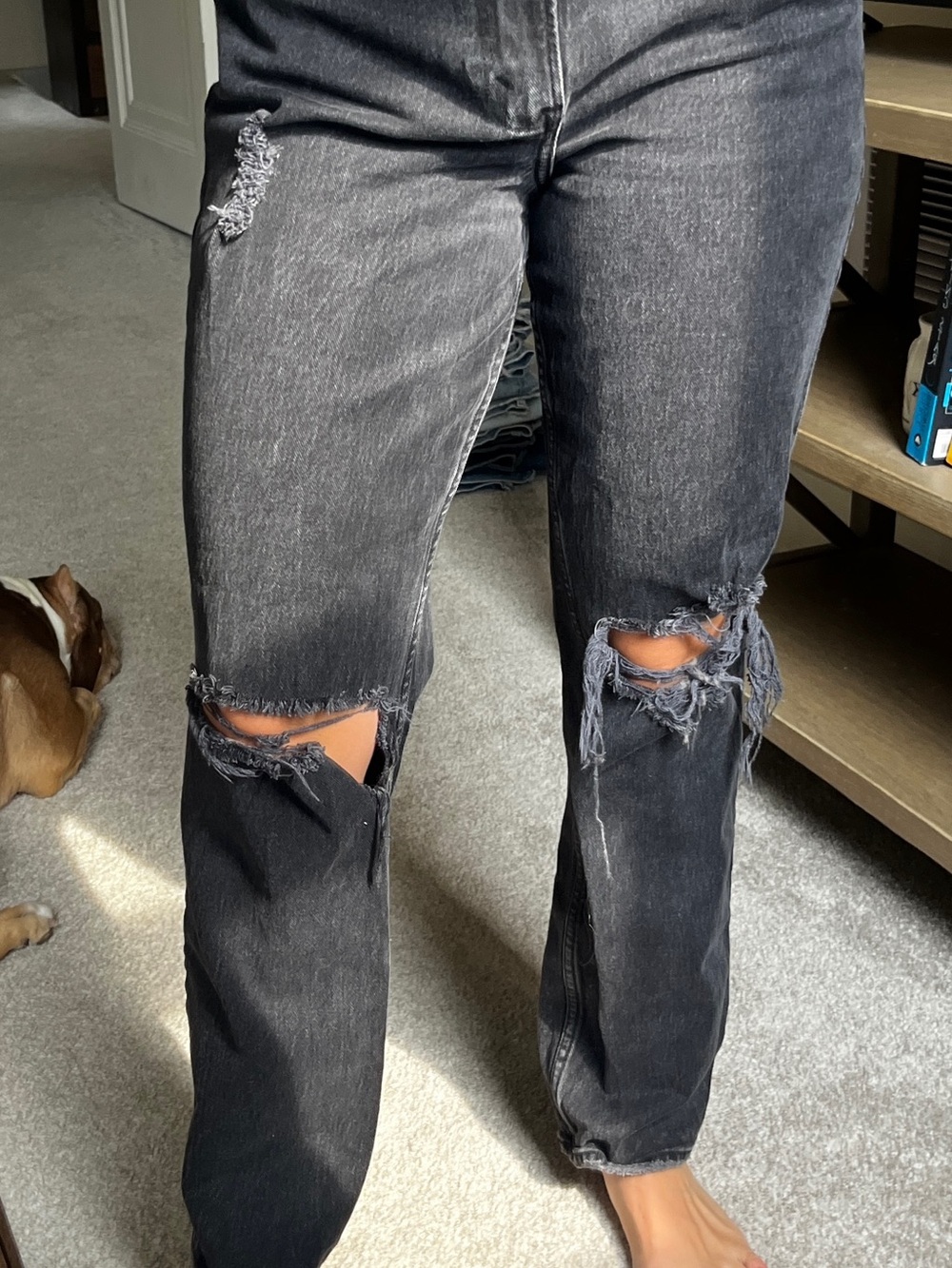 Abercrombie & Fitch Black Distressed Boyfriend Jeans
